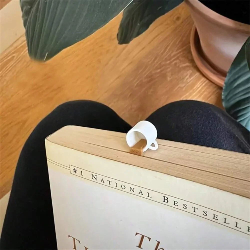 1pc Creative Spilled Coffee Cup Bookmark Pu Leather Perfect For Daily Office Use